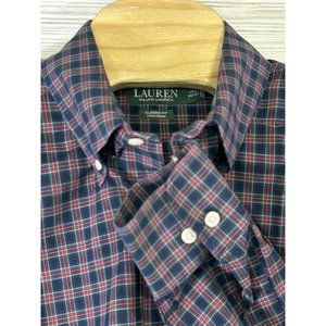 Lauren‎ Ralph Lauren Button Down Shirt Plaid Black/red/green Size XL (17 1/2)